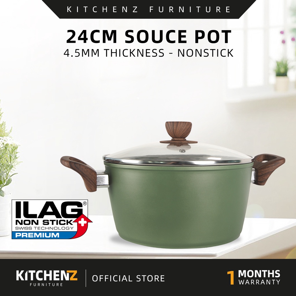 KitchenZ Souce Pot Glass Lid German Ernesto 5 Layer Non Stick Cookware