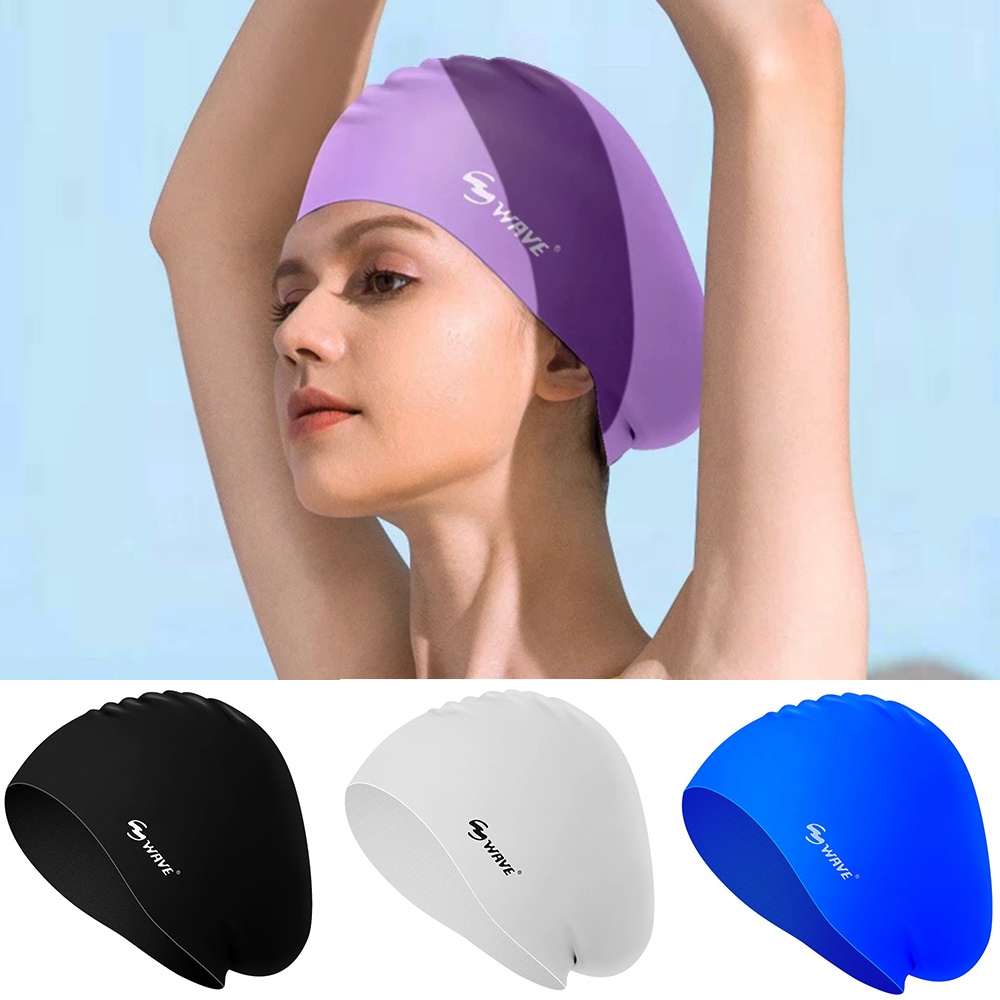 Waterproof rubber elastic silicone swimming hat to protect ears Long