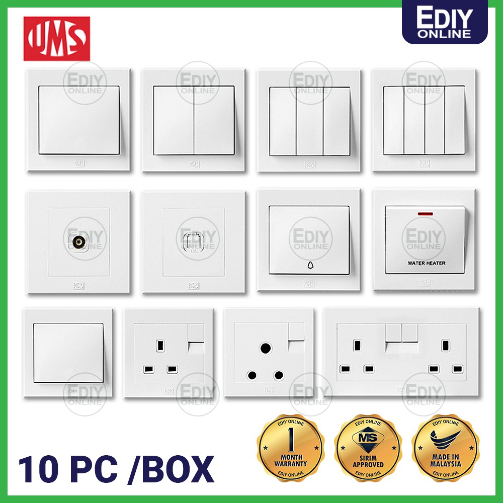UMS 9 SERIES MALAYSIA SWITCH SOCKET (1 BOX) Suis Soket Shopee Malaysia