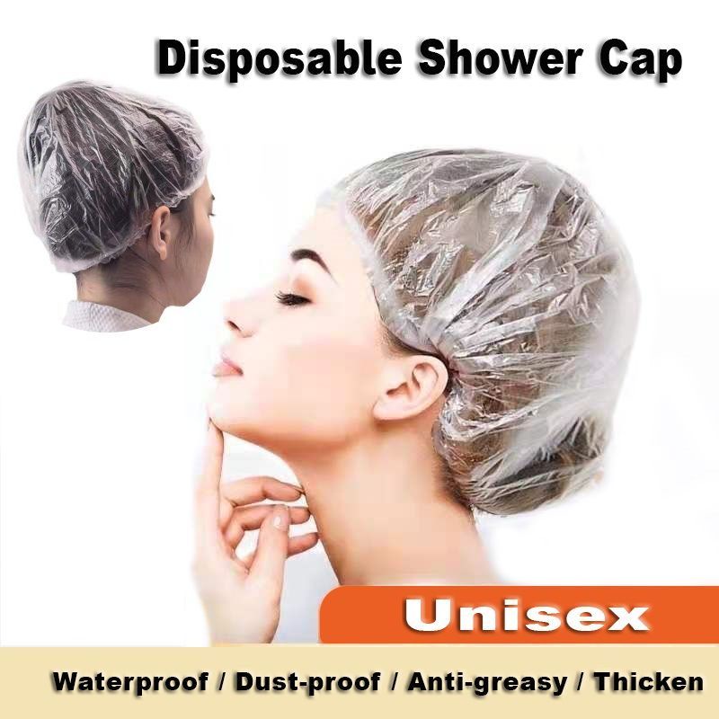 🚿Disposable Shower Cap /Waterproof Shower Cap /Plastic Shower Cap 🔥Ready Stock🔥 Shopee Malaysia