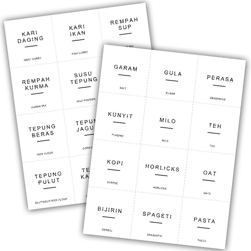 LARGE SIZE Sticker Dapur / Square Pantry Sticker / Sticker Barang Dapur