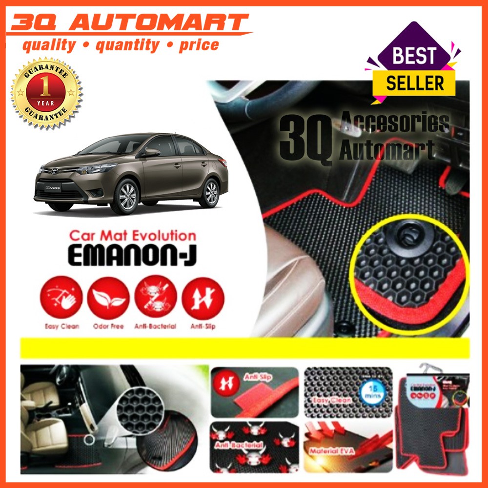 EMANONJ Customize Car Mat Evolution for Toyota Vios 2015 Present