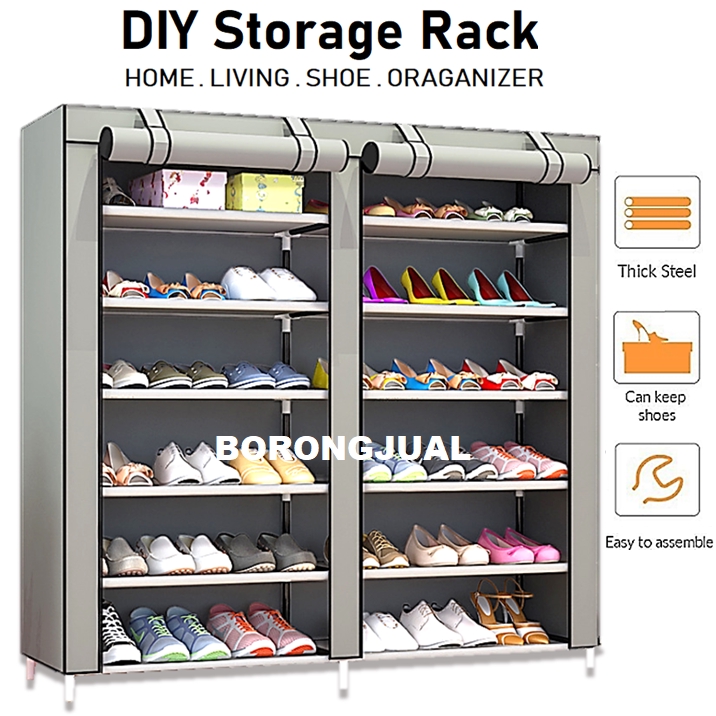 12 Layer Dust Cover Shoes Storage Rack Wardrobe Shoe Closet Cube