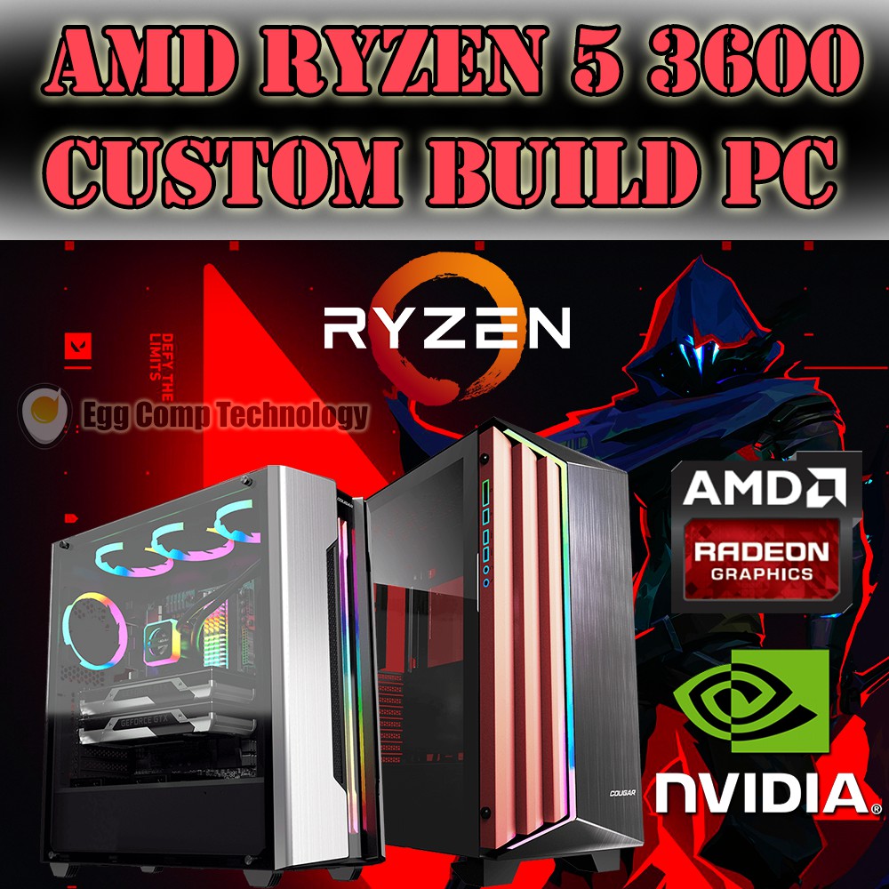 GAMING DESKTOP COMPUTER RYZEN 5 3600 DDR4 B450M GTX1650 RX570 RX580 SSD