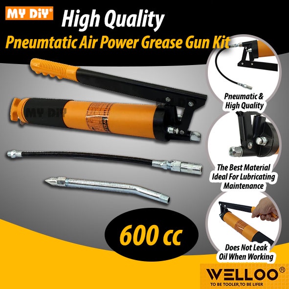 MYDIYHOMEDEPOT WELLOO Grease Gun 600cc Manual Lever Action Grease Gun