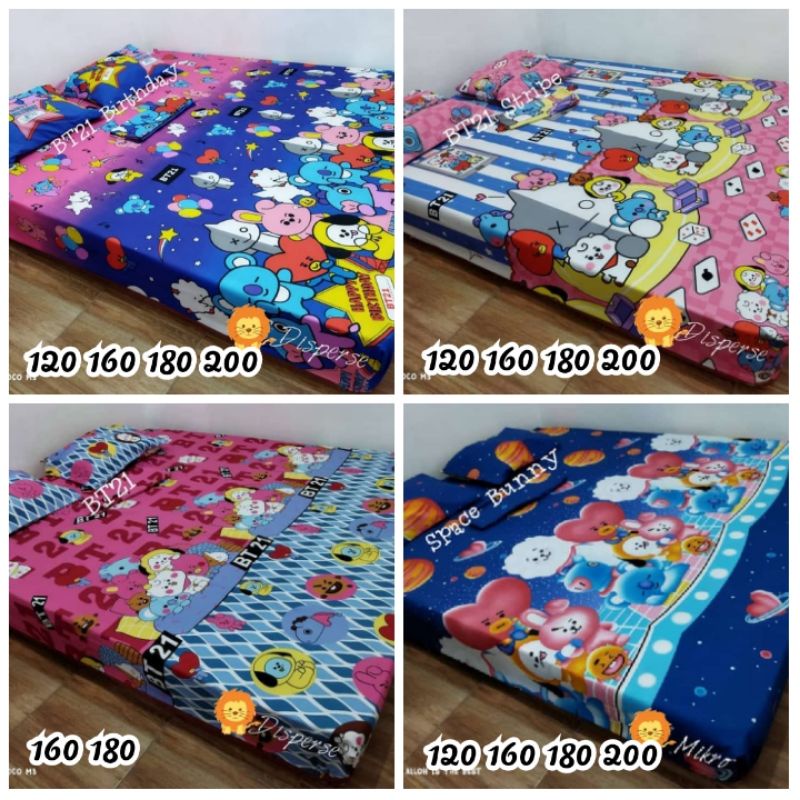 Bed Sheet Fitted Rubber Bed Sheet BTS Character Bed Sheet BTS Bed Sheet