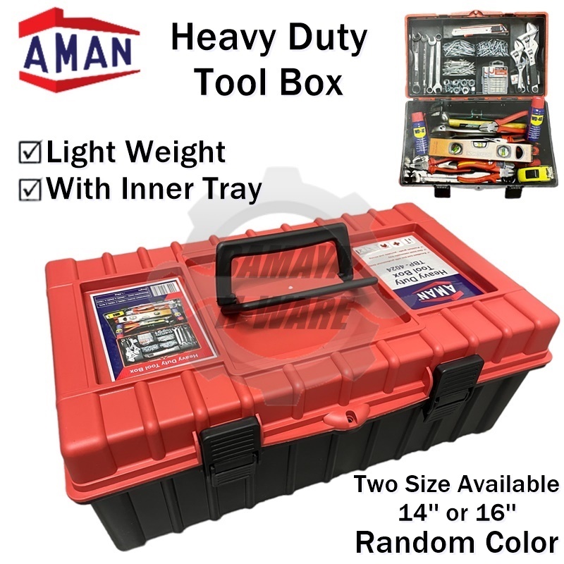 {AMAN} Heavy Duty PVC Tool Box. 14'' OR 16'' PVC Storage Tool Box with