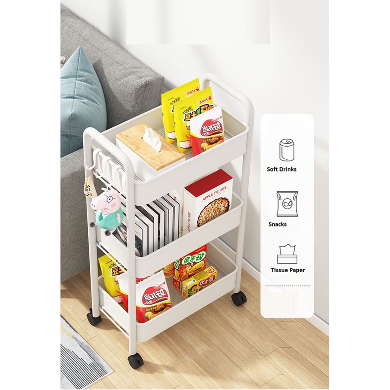 Fully Metal Kitchen Rack/MultiLayer Movable Household Trolley/Multi
