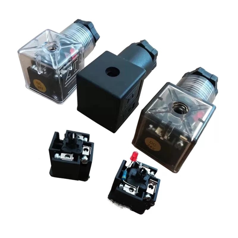 VALVE COIL CONNECTOR , LED DIN PLUG FOR AIR / HYDRAULIC SOLENOID VALVE