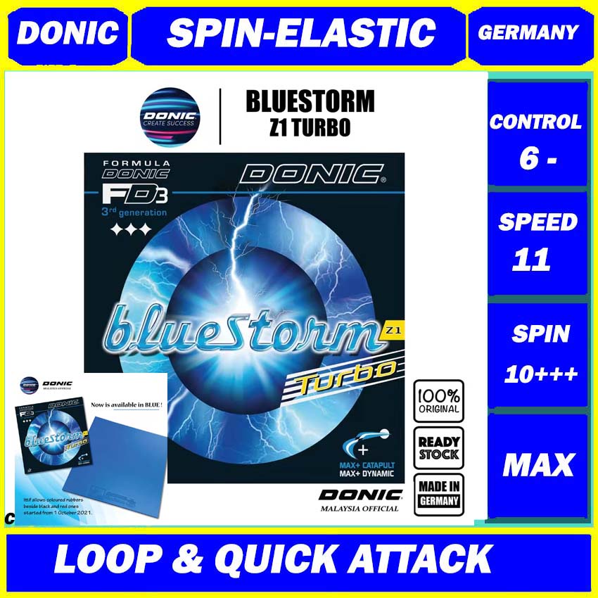DONIC Bluestorm Z1 Turbo Rubber Made in Germany ITTF Approved Table