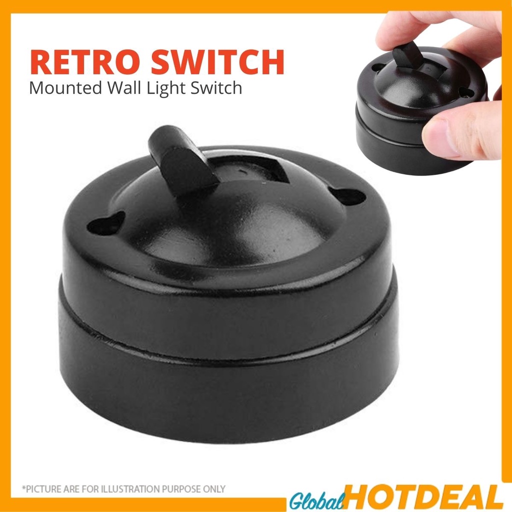 RETRO TOGGLE SWITCH Vintage Switch ON OFF Button Round Wall Mounted