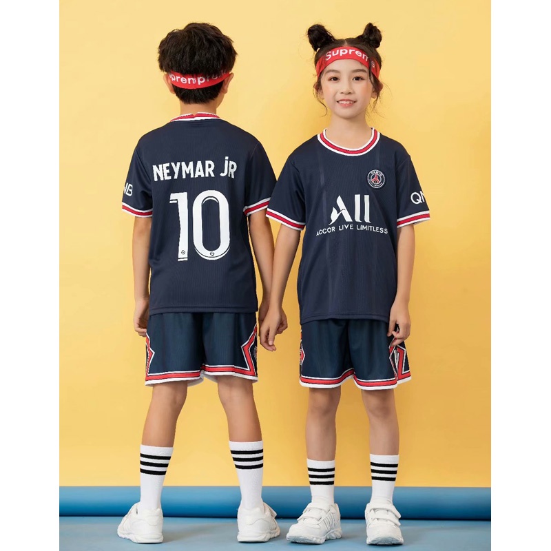NEWEST 20212022 Kids PSG Home 10 NEYMAR JR Football Jersey Set Paris