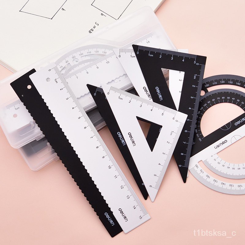 Deli Metal Ruler Sets Drawing FourPiece Ruler Set For Primary And Secondary School Students Set