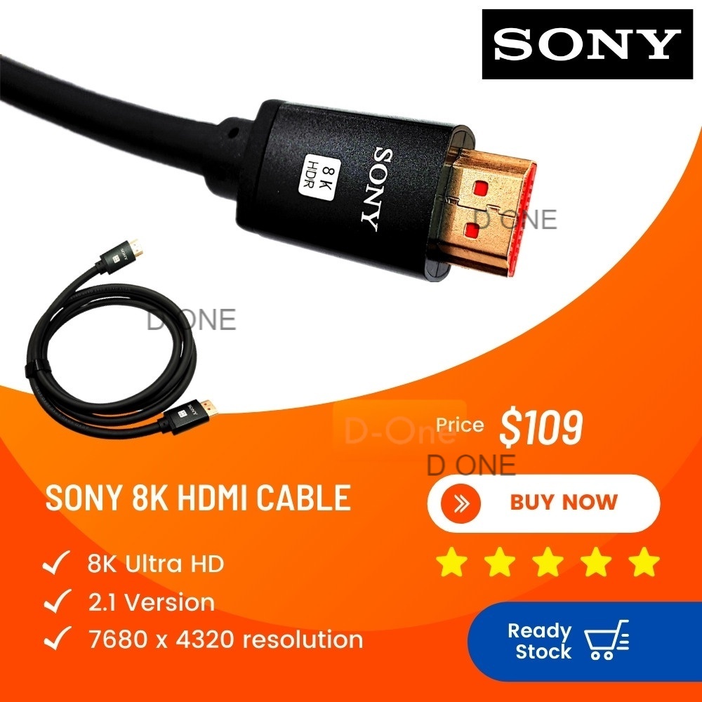 Sony HDMI Cable 8K 60Hz 4K 120Hz 48Gbps HDR Version 2.1 ARC 1.5M / 3M