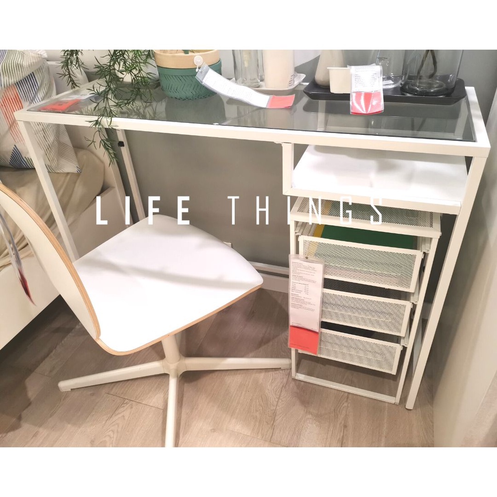 IKEA VITTSJO VITTSJÖ Glass top Office Desk Laptop table, Meja komputer