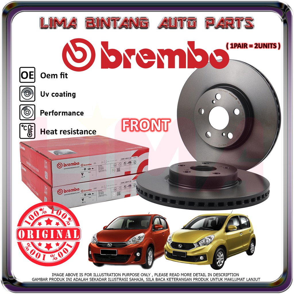 Perodua Myvi Lagi Best , Myvi Icon Front Brake Disc Rotor 1Pair Brembo