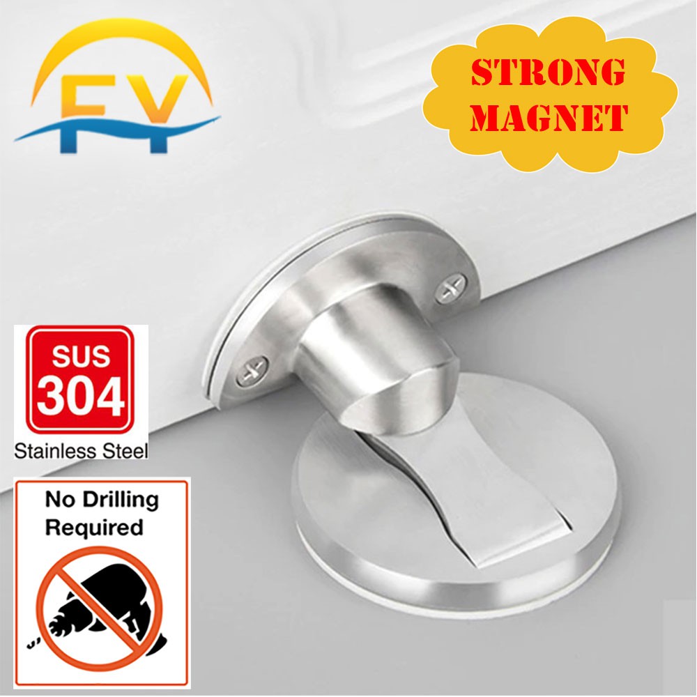(No Drilling) FY Door Stopper Stainless Steel Invisible Floor