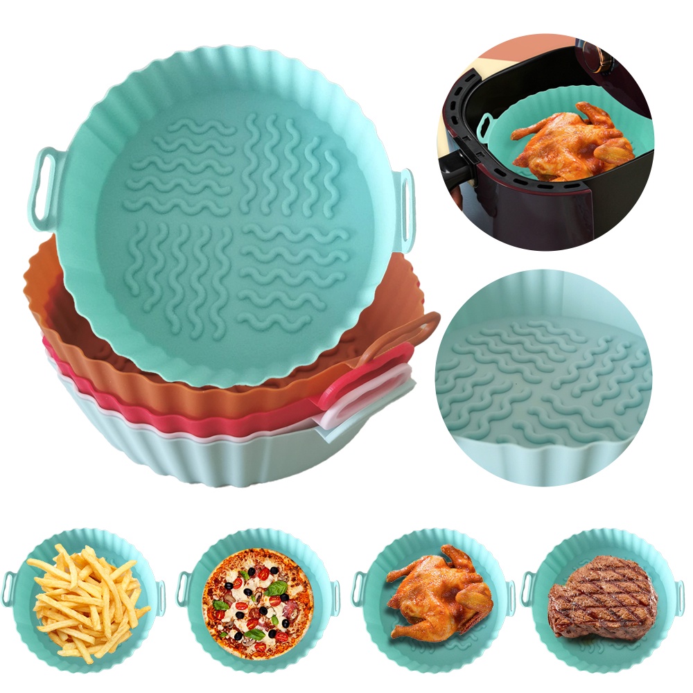 [8sizes]AirFryer Air Catcher Silicone Pot Oven Baking Tray Fried Pizza