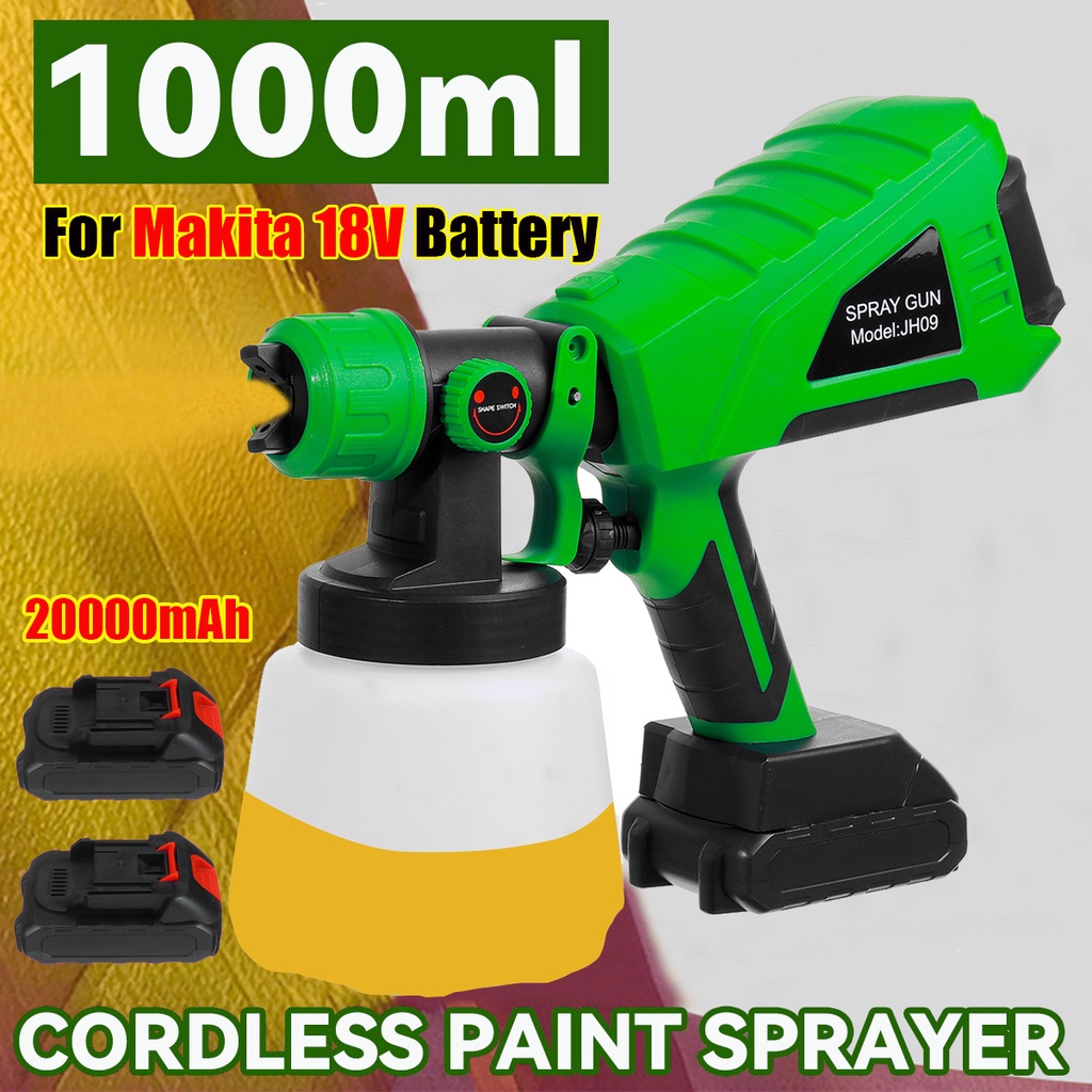 1000ml Cordless Electric Paint Sprayer 800W Spray Guns 2 Batteries
