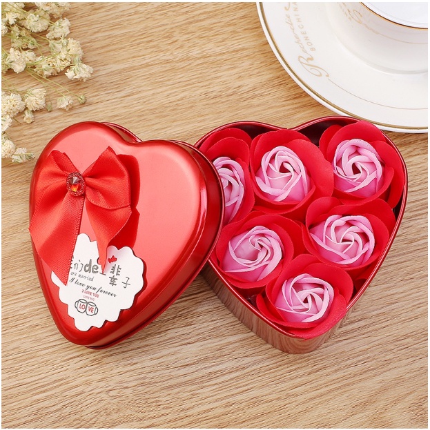 Soap Flower Innovative Gift Heartshaped Iron Box Rose / Bath Soap Rose