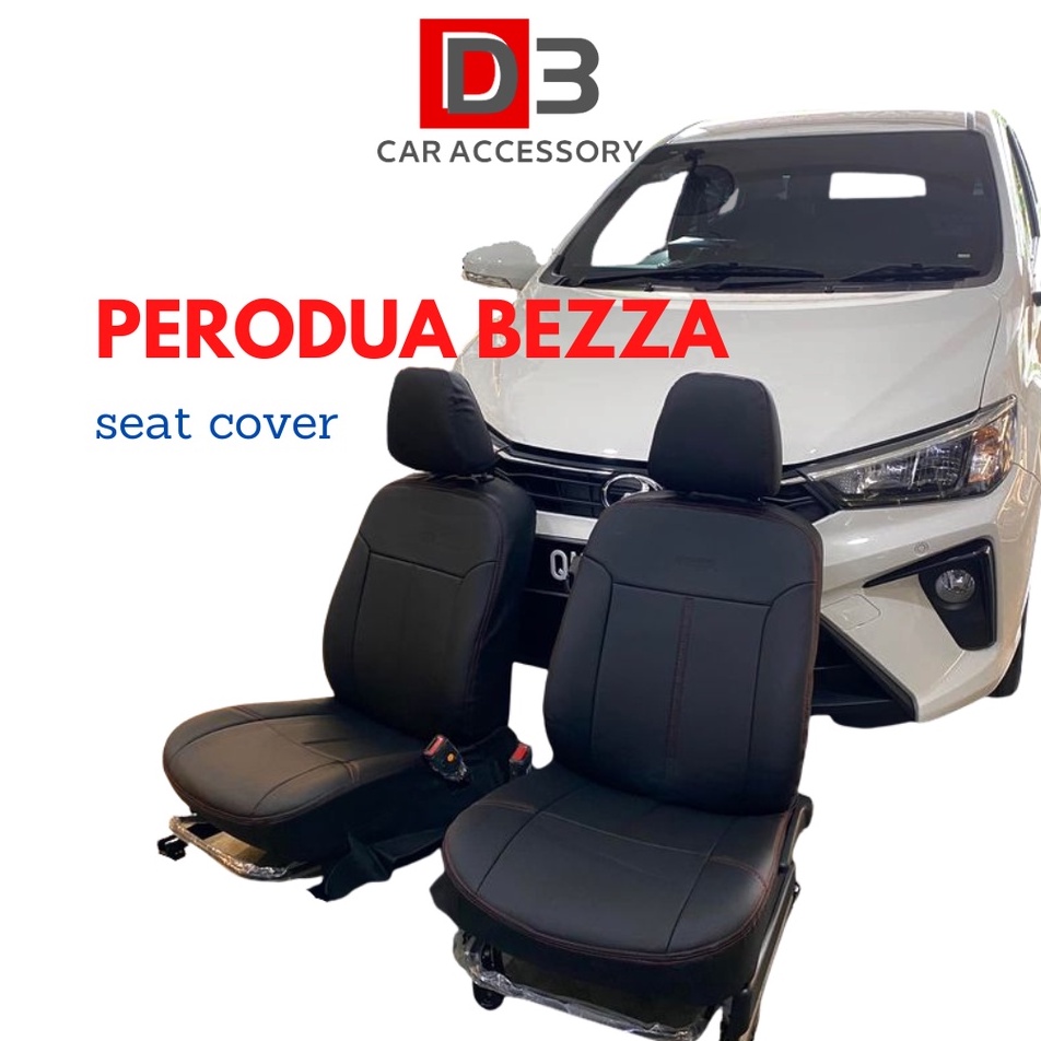 Bezza seat cover leather full set front rear colour black/red line car