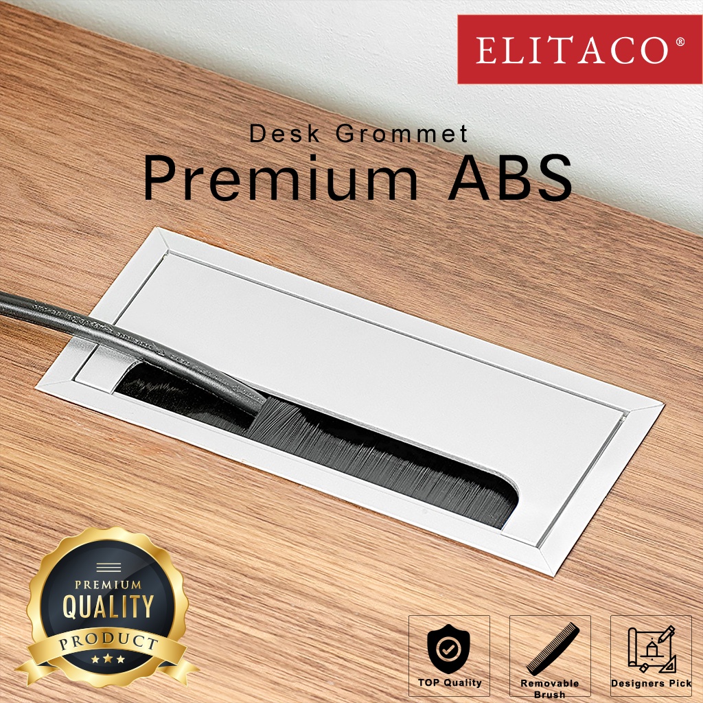 【ELITACO】Rectangle Table Grommet Black Premium ABS Organiser Office