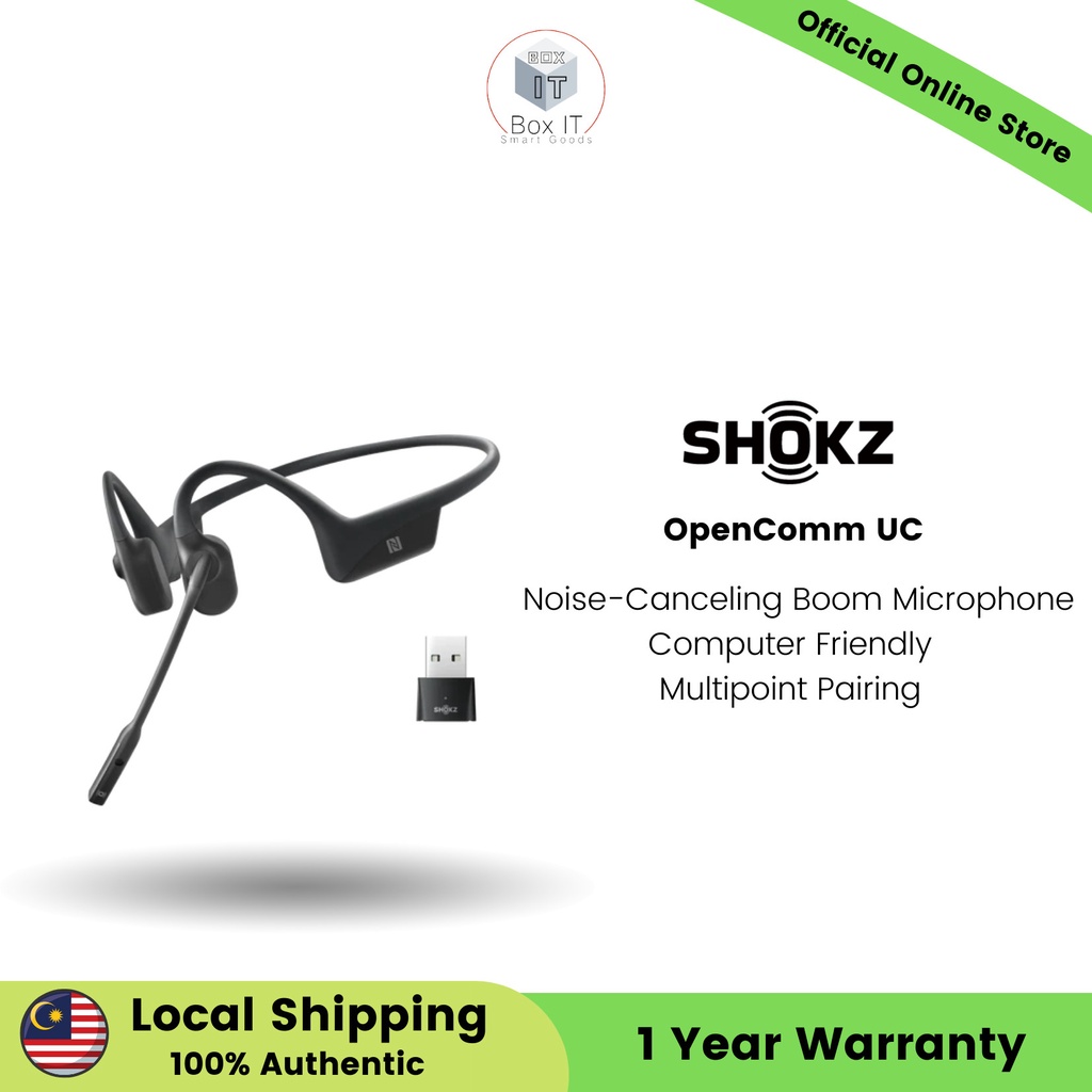 Shokz OpenComm UC | Noise-Canceling Boom Microphone | Computer Friendly
