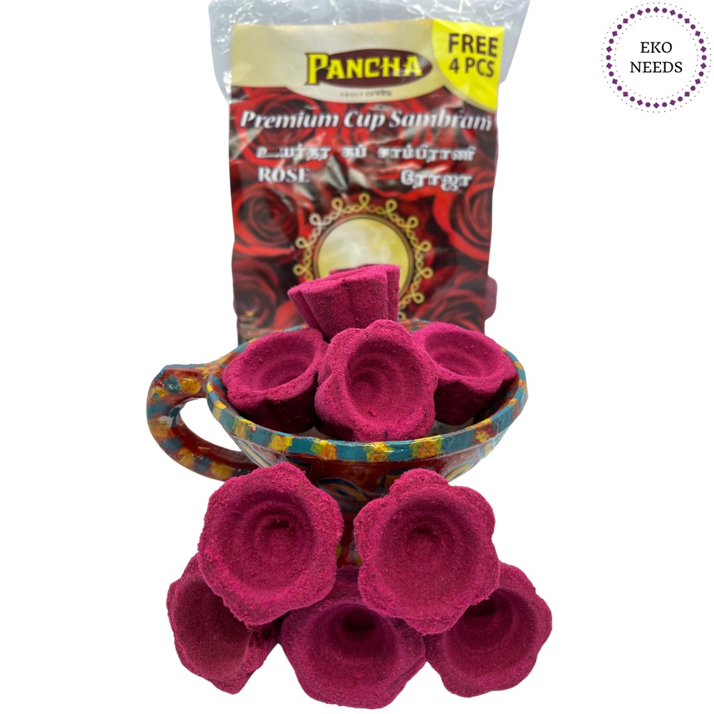 PANCHA Premium Cup Sambrani **FREE 2 pieces** (Sandalwood/Lime/Rose
