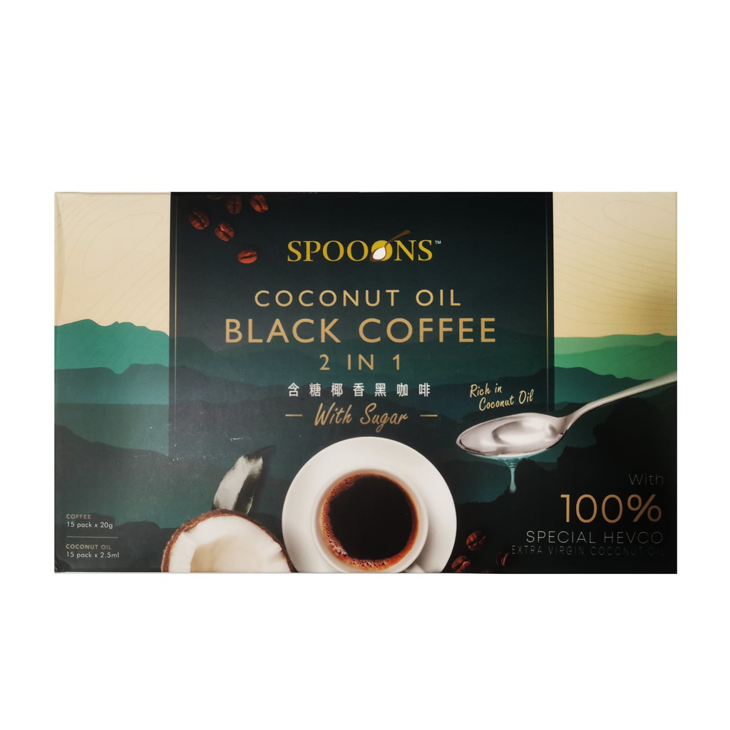 SPOONS Coconut Oil 2in1 Black Coffee (15 packs) Shopee Malaysia