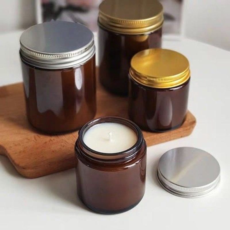 (Ready Stock) Candle Jar Amber Glass Jar 100ml 250ml Candle Making Jar