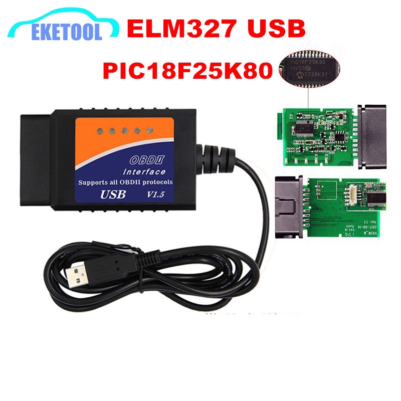 ELM327 USB V1.5 PIC18F25K80 Chip For Windows Supports All OBD2