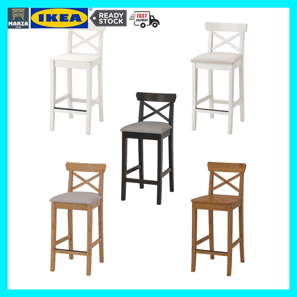IKEA INGOLF Bar Chair Stool With Backrest, 6365cm Shopee Malaysia