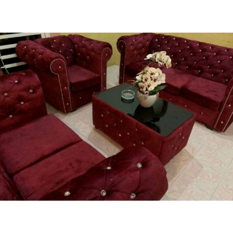 SOFA CHESTERFIELD MEWAH KAIN BALDU/SOFA DIAMOND MEWAH Shopee Malaysia
