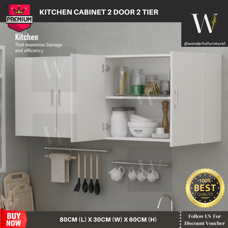 WONDERFUL Almari Dapur 2 Pintu 2 Tier Wall Mounted Kitchen
