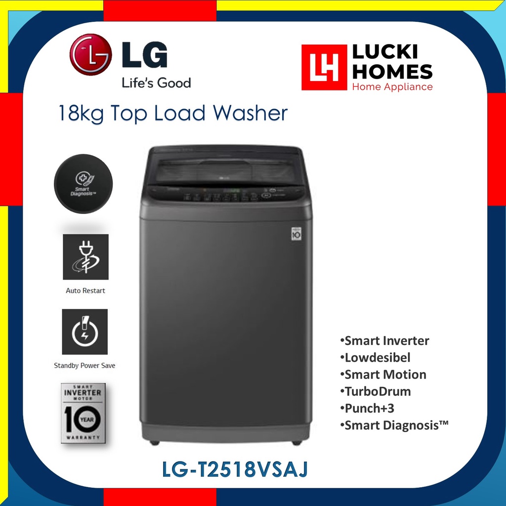 LG T2518VSAJ 18kg Top Load Washer with Smart Inverter T2518 with Smart