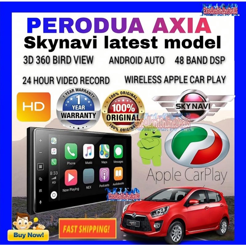 PERODUA AXIA ANDROID PLAYER 3D 360 BIRD VIEW + 4 SIDE DVR VIDEO