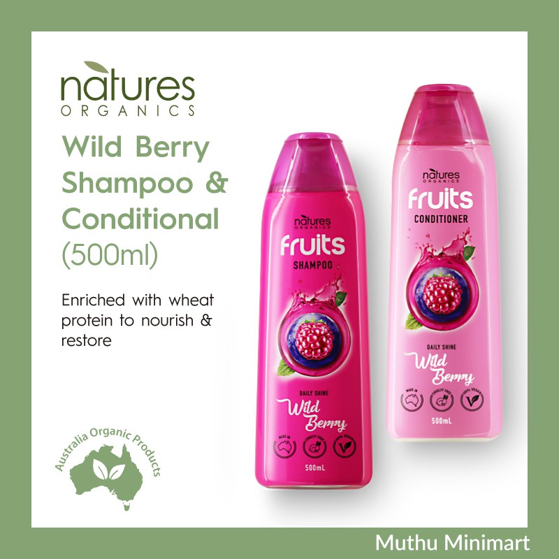 Natures Organics Wild Berry Hair Shampoo & Conditioner With Wheat
