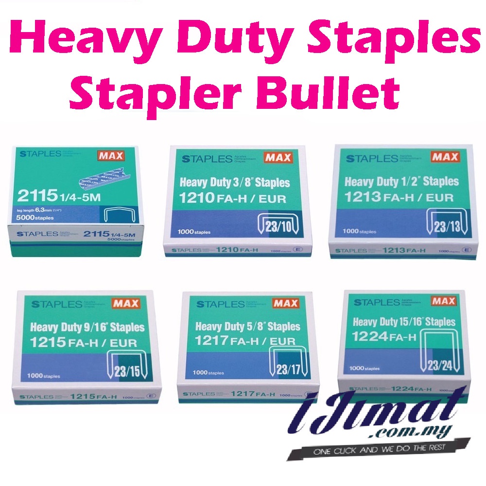 Max Heavy Duty Staples Stapler Bullet 1210 23/10 1213 23/13 1215 23/15