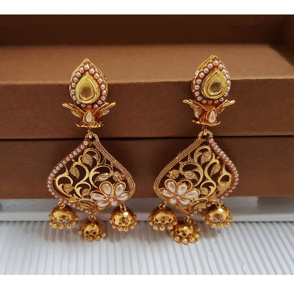 Elegant Gold Plated Jhumka Chandelier Earrings Shopee Malaysia
