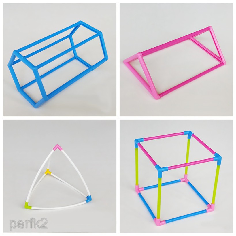 [perfkfcMY] 3D Geometric Shape Building Set w/ Box for Kids Mathematics