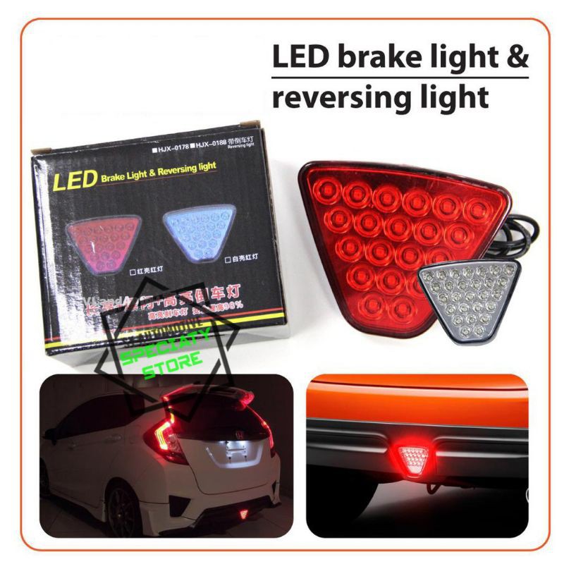 Honda Jazz Brake Light LED Light /UNIVERSAL TRIANGLE LED RED TAIL LIGHT BRAKE LAMPU MUGEN JAZZ
