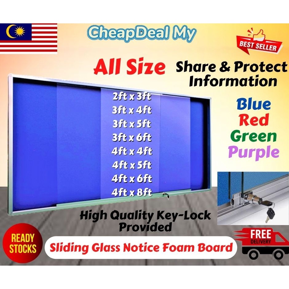 Notice board All Sizes Notice Foam Board Sliding Glass 2x3 3x4