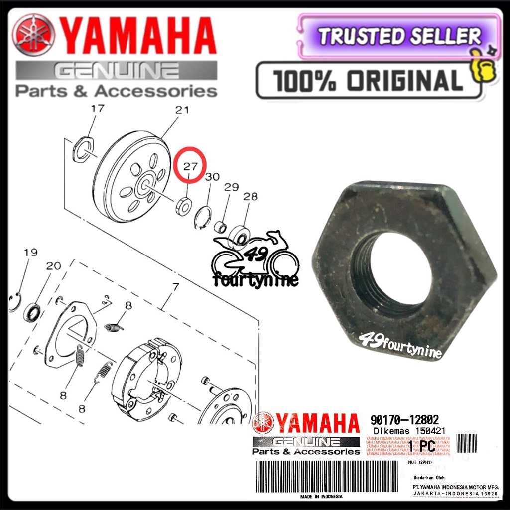 100 ORIGINAL NVX NVX155 NMAX N MAX SOLARIZ AVANTIZ REAR PULLEY NUT