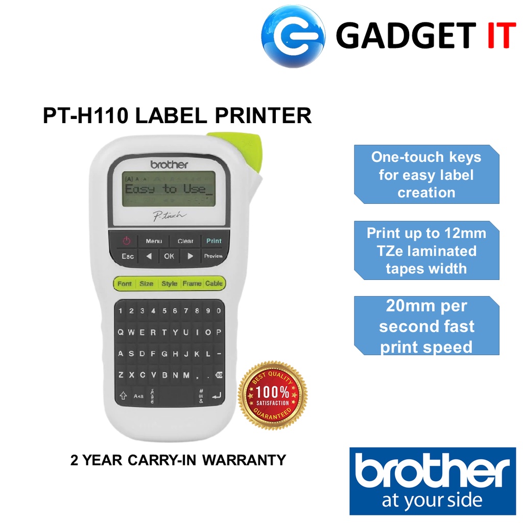 BROTHER PTOUCH PTH110 LABEL MACHINE PTH110 / H110 (WARRANTY BY