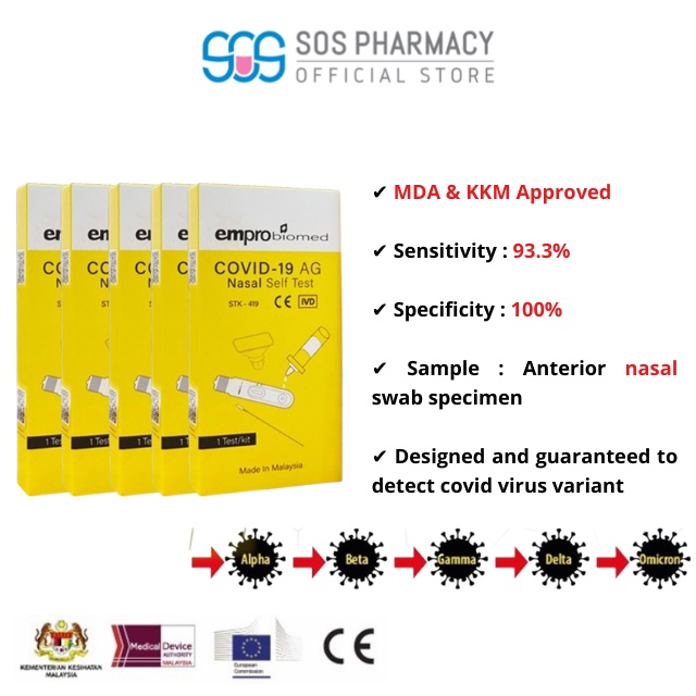 Empro Biomed Covid19 Nasal Self Test Kit 1s Approved by KKM & MDA