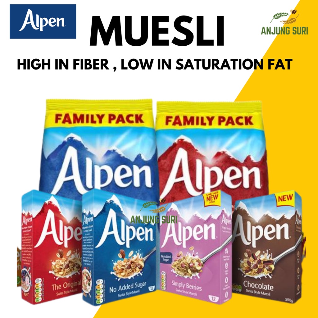Alpen Muesli Range No.1 Muesli in UK No Added Sugar High Fiber Low