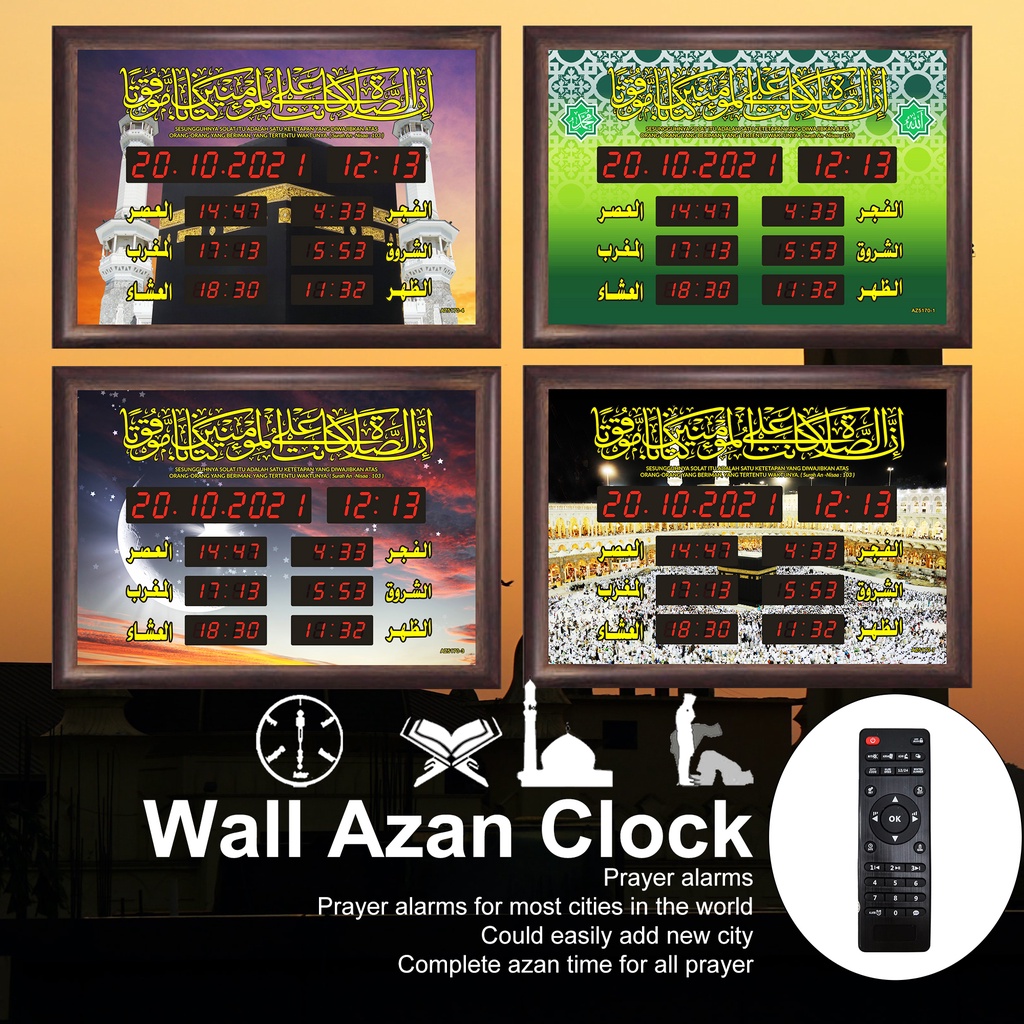 Jam Azan Digital Muslim Wall Table Digital Azan Clock Jam Dinding