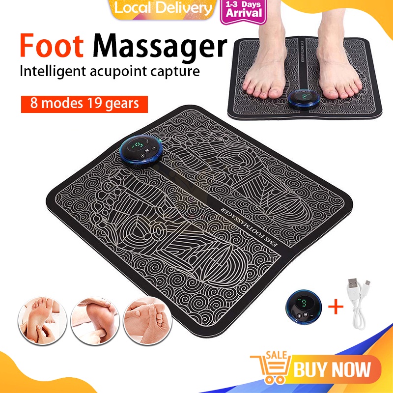 Electric EMS Foot Massage Pad Pengurut Kaki Hot Feet Acupuncture Stimulator Massager