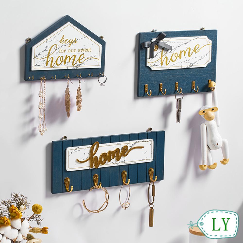 LY Vintage Wood Storage Rack Shelf Storage Sticky On Wall Key Chain