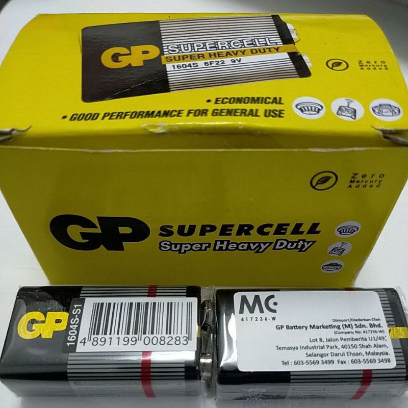 GP Supercell 9V Battery (1pc) (Original) Shopee Malaysia